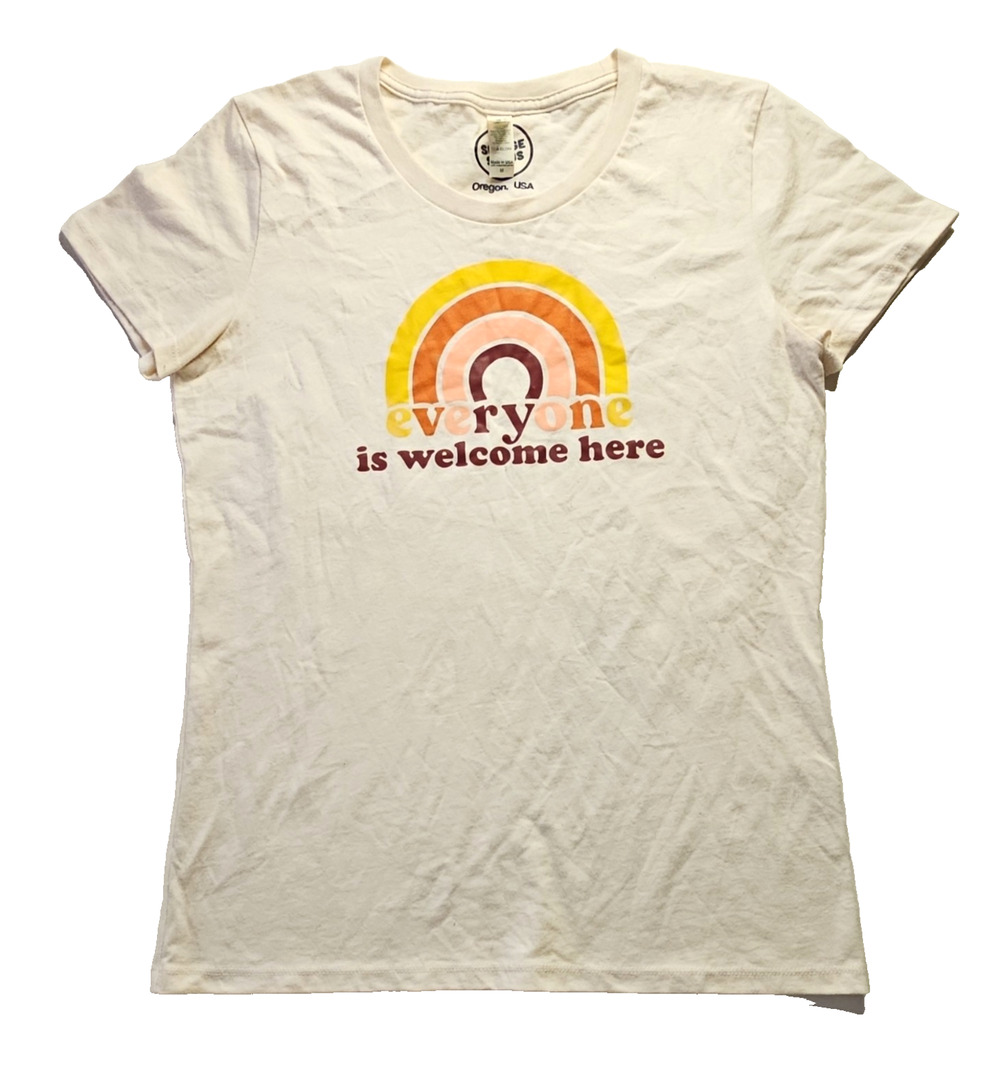 Savage Seeds Everyone Is Welcome Here Rainbow T Shirt Medium Organic Cotton USA